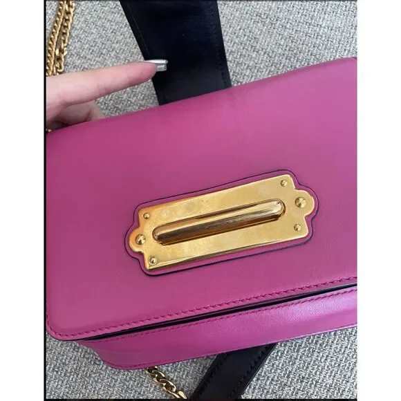 Prada City Calk Cahier Pink Black Leather Cross Body or Belt Bag + DUST BAG - Picture 7 of 14